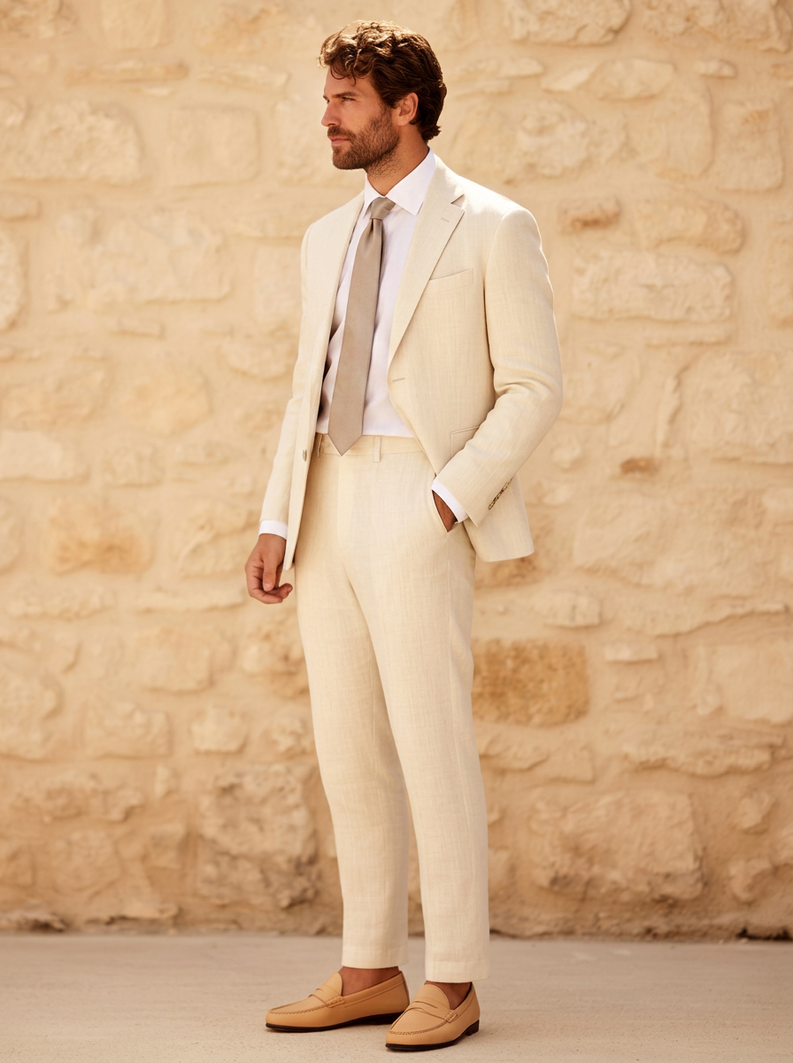 Cream linen summer suit