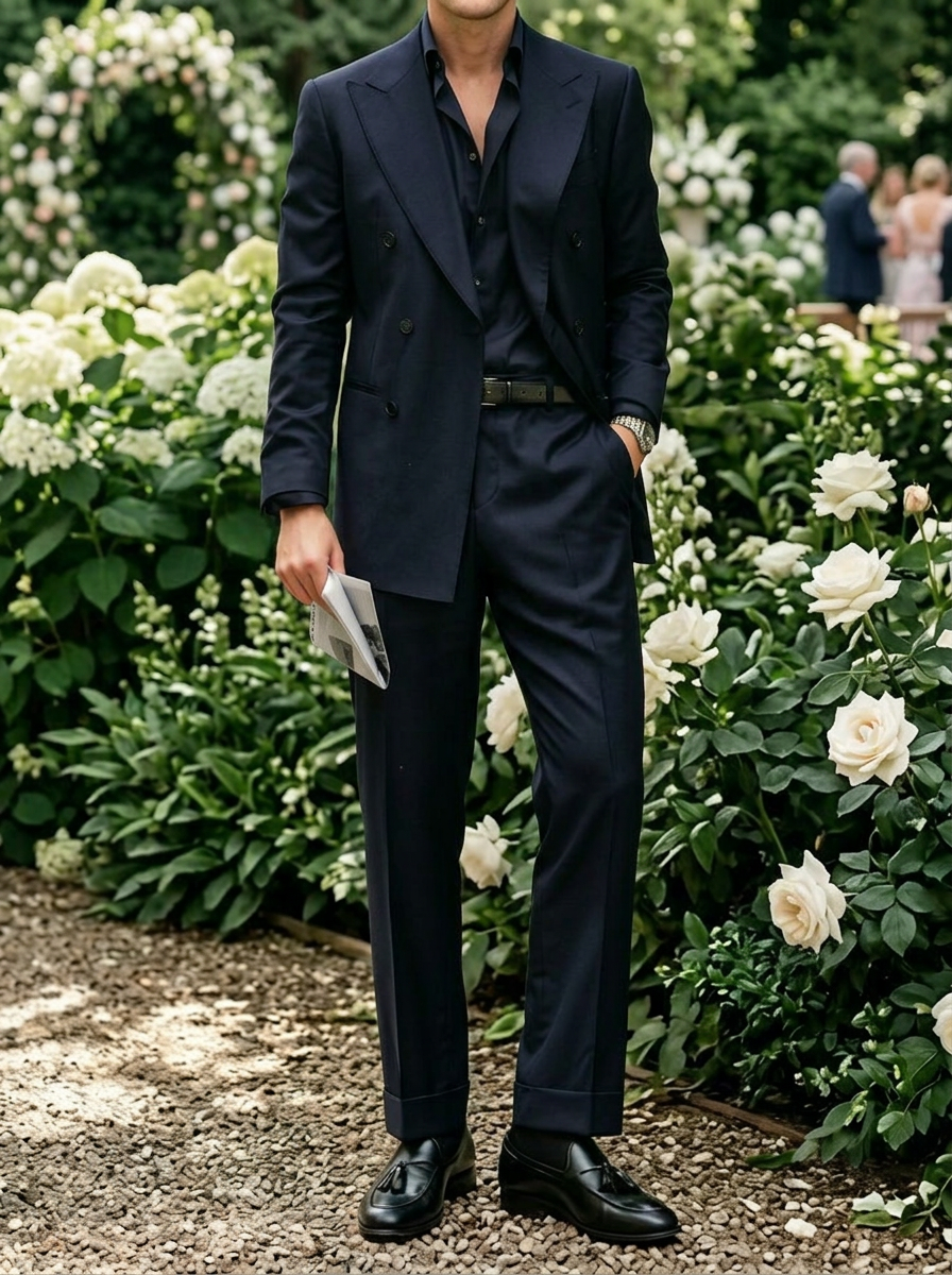 Classic black linen garden suit